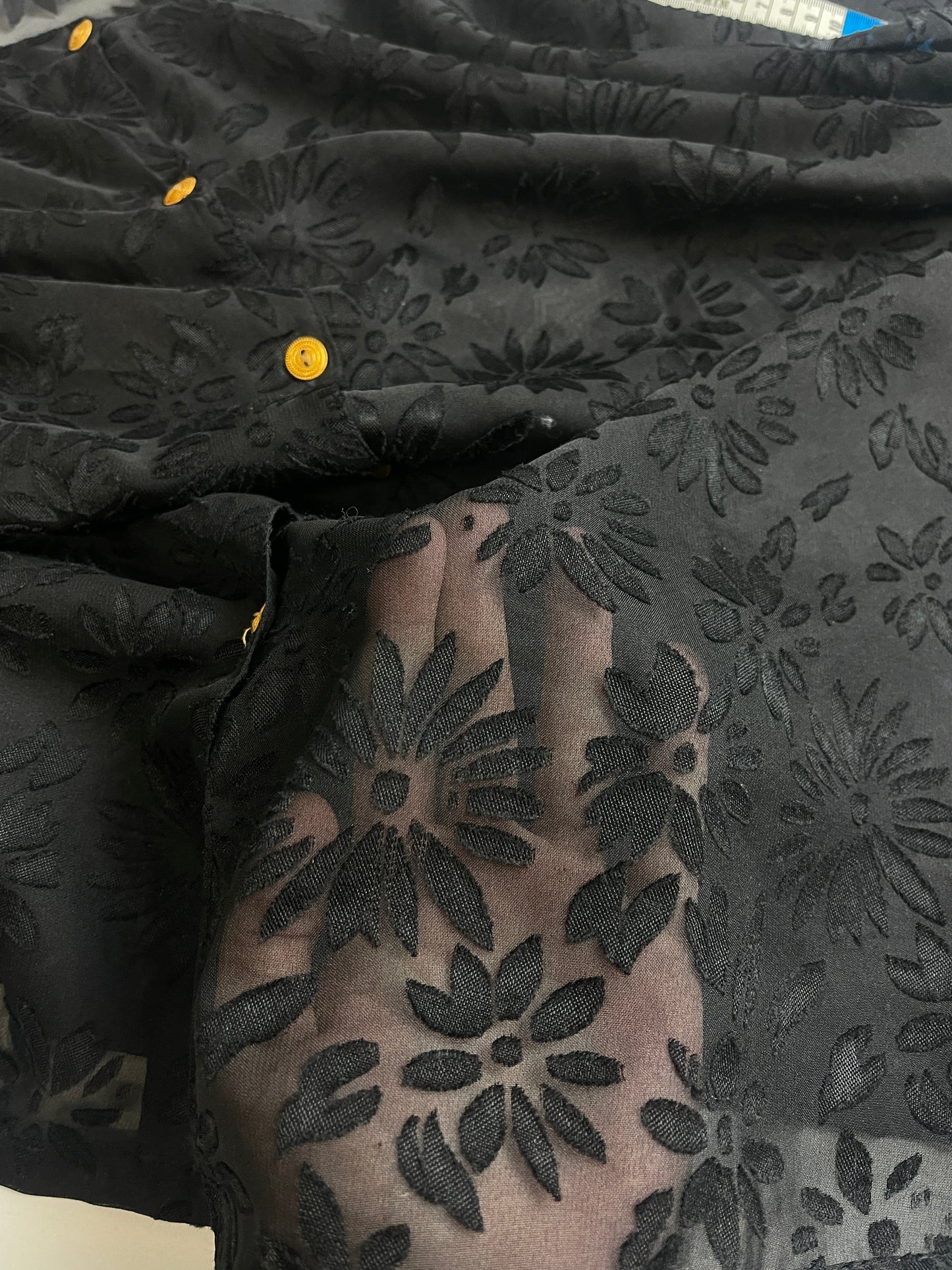 Chemise brodé y2k transparente noir motif vintage
