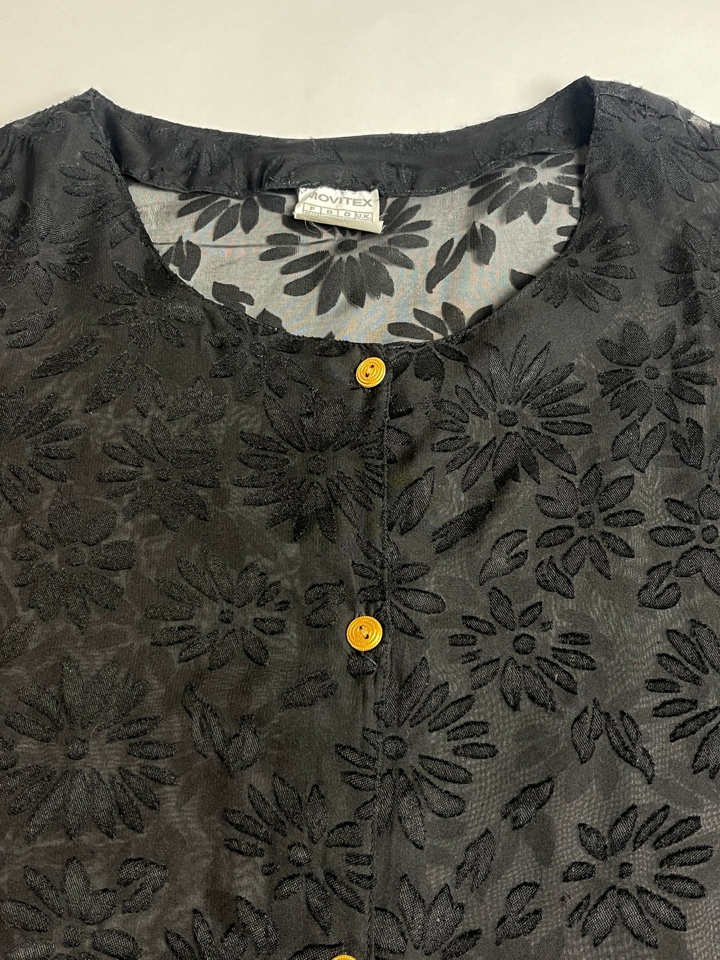 Chemise brodé y2k transparente noir motif vintage